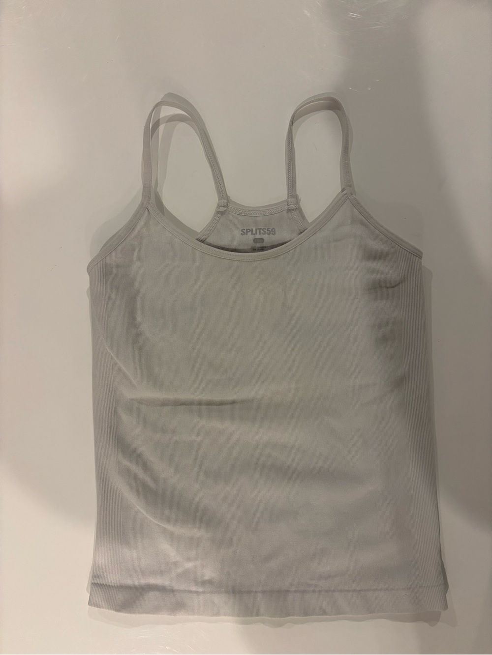 Splits59 White Ribbed Camisole Tank with Thin Straps